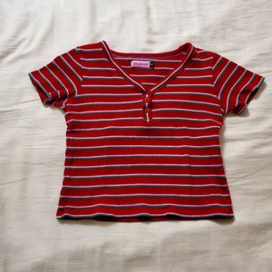 Red Striped Crop Top